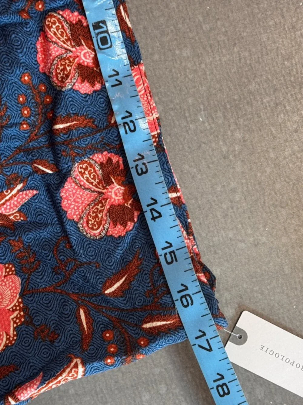 by Anthropologie NWT Blue Floral Bell Bottom Flare Pants US 10, Was $120 - Picture 6 of 9